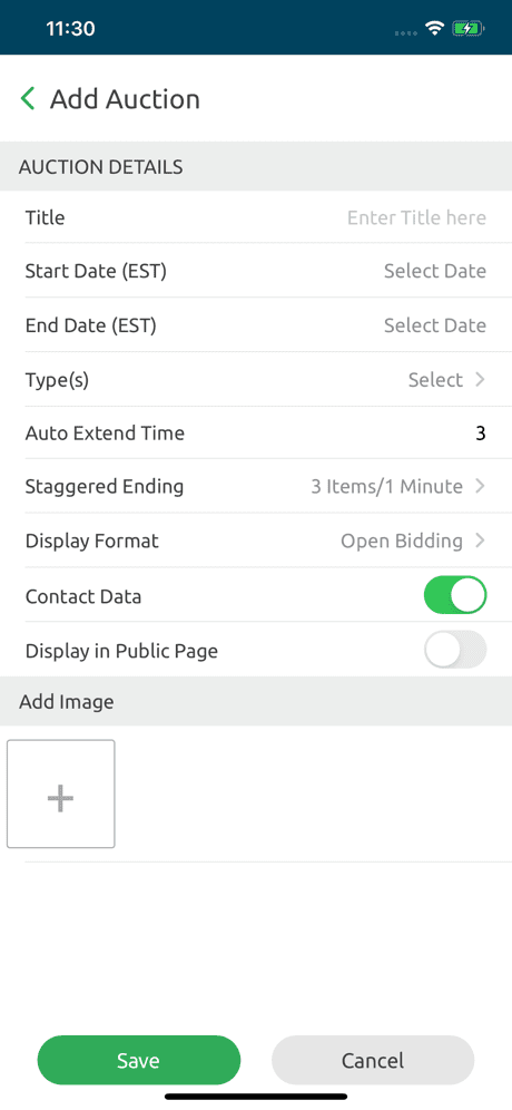 Maxanet App Add Auction